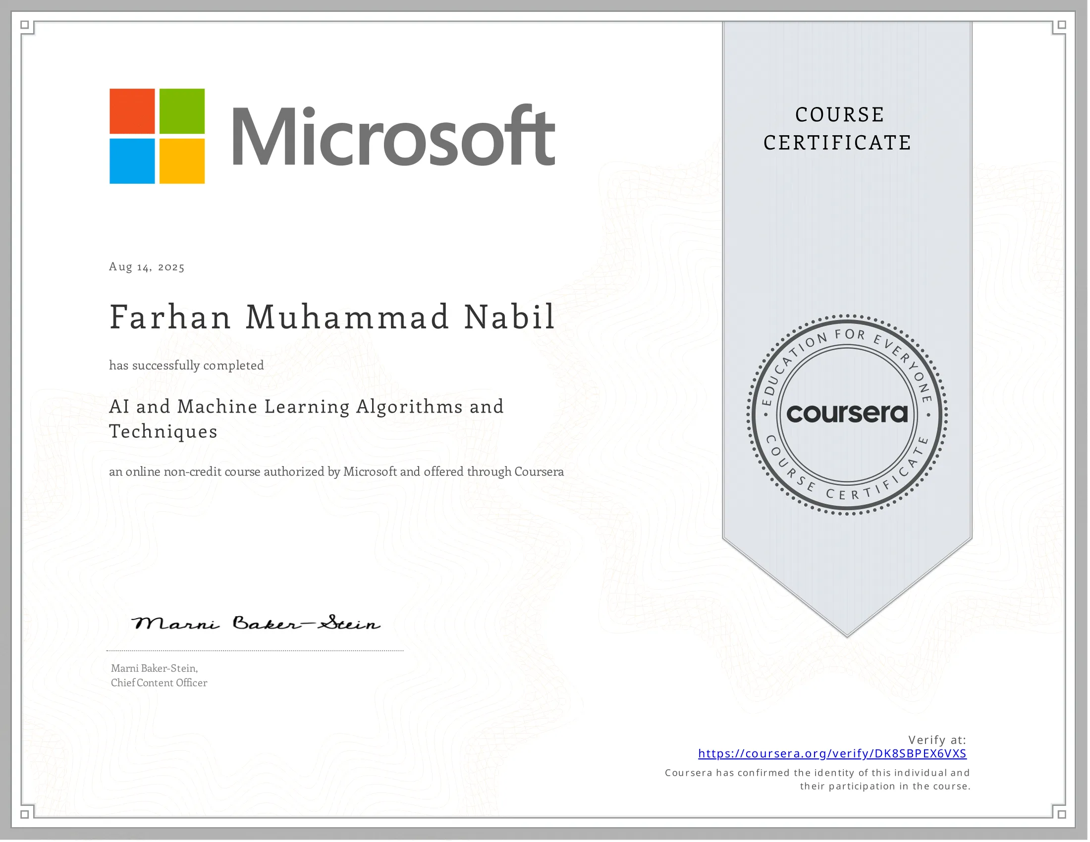 Course Certificate 2