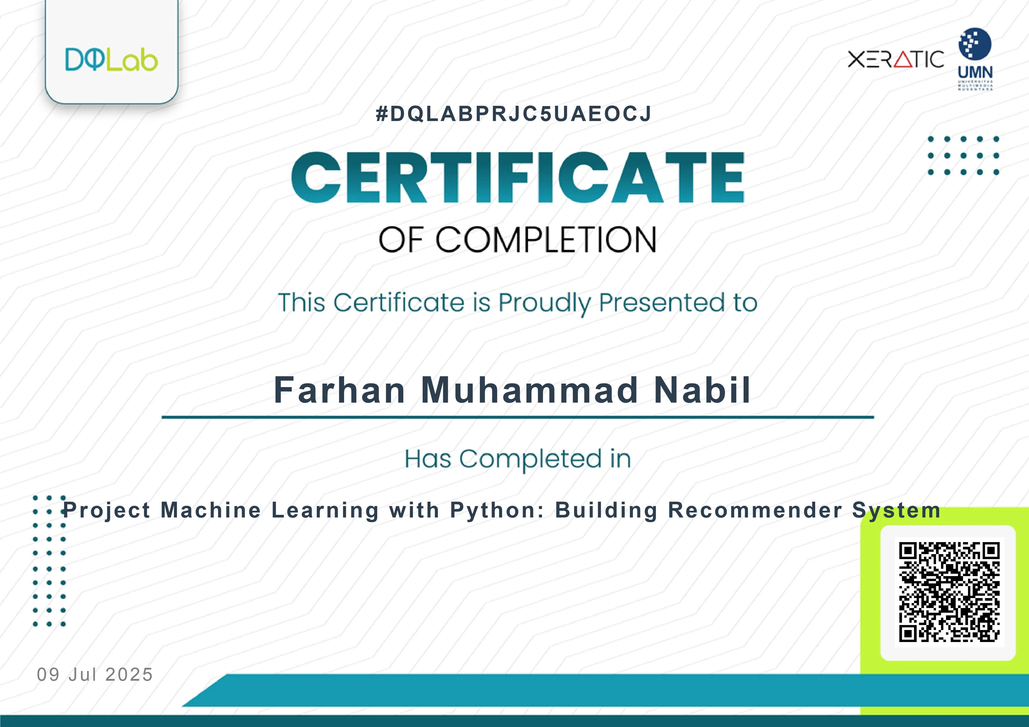 Project Certificate 2